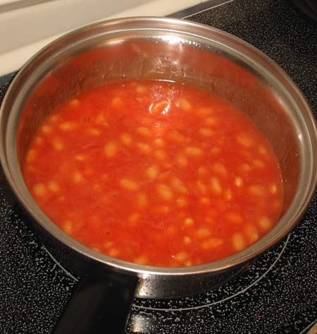 heinz beans getting ready to be on toast